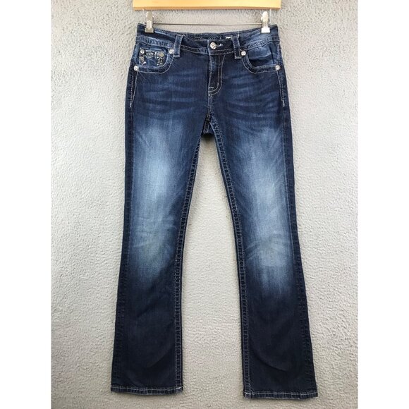 Miss Me Signature Boot Cut jean Sz 30 Rhinestones blue - Picture 2 of 12